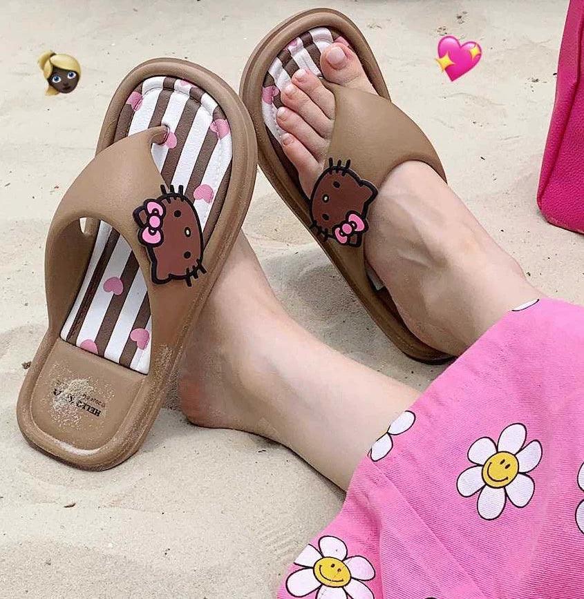 Tanned Hello Kitty Flip flop Slippers In Kawaii Shop