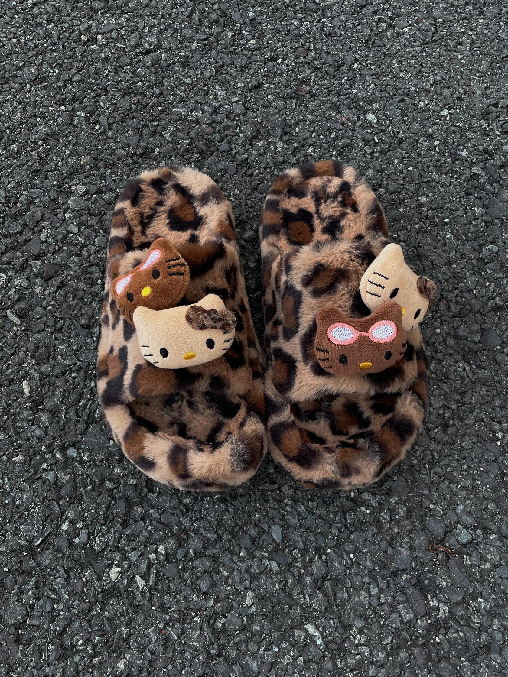 Hello Kitty Fluffy Leopard Platform Slippers – In Kawaii Shop