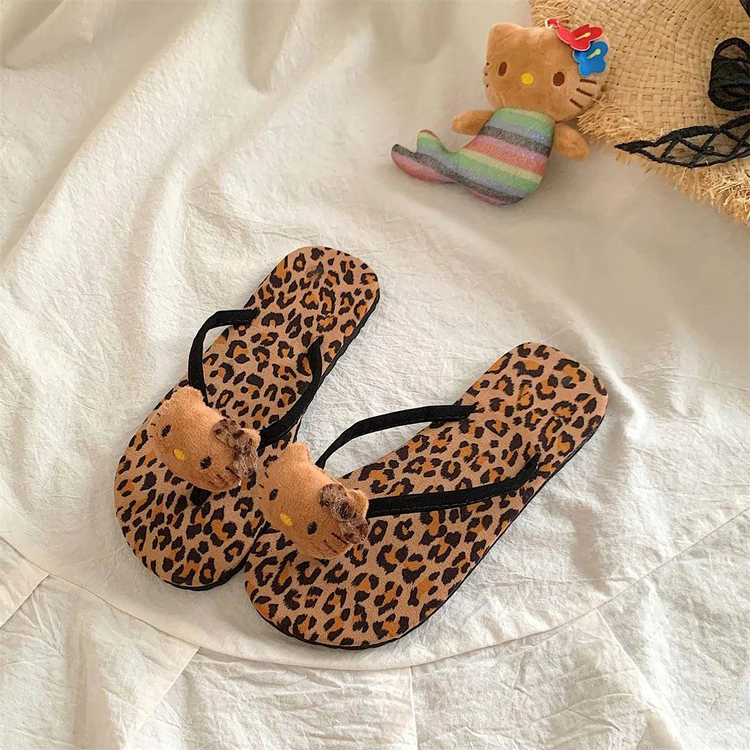 Leopard print flip flops shop