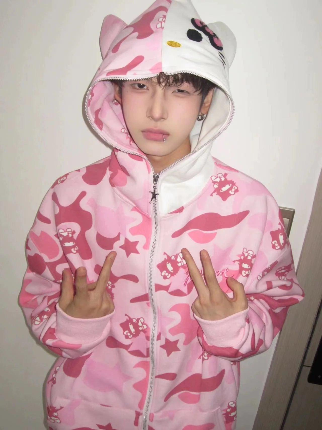 Hello kitty zip up hoodie hotsell