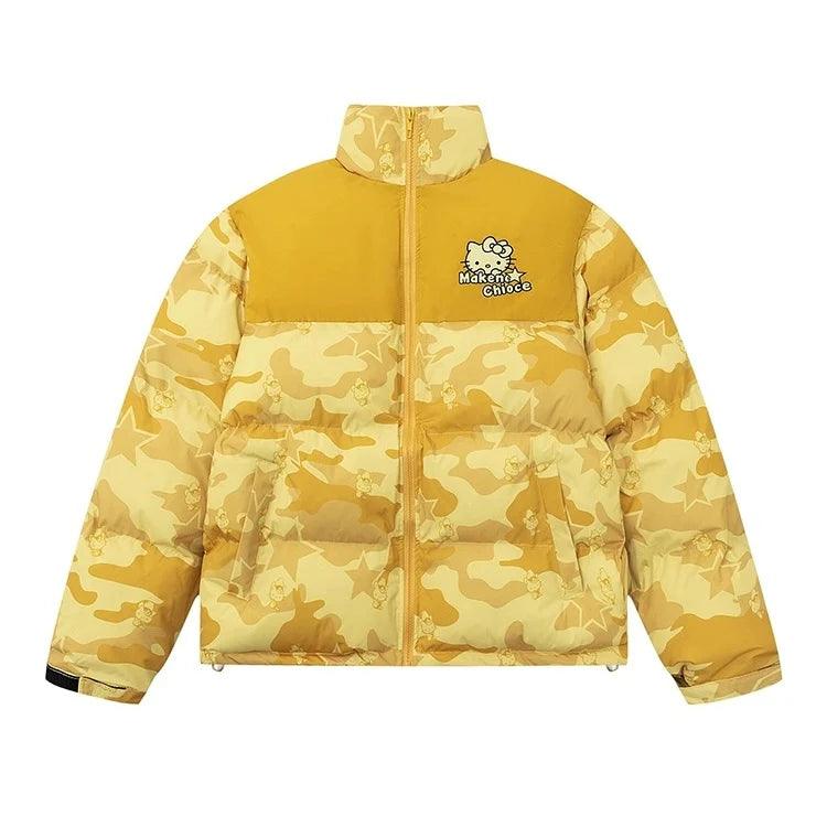 Yellow camo puffer jacket new arrivals